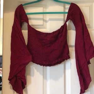 CAGE scrunched off the shoulder crop top